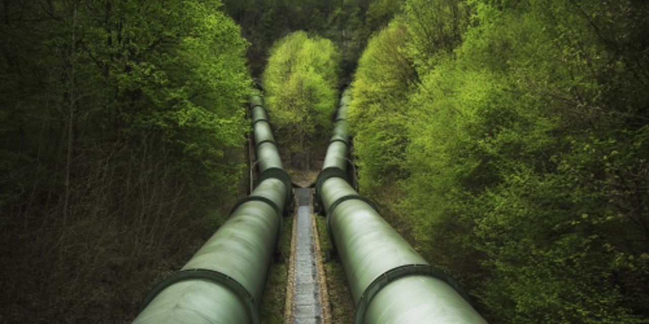Pressure pipelines at pumped storage power plant in Erzhausen, in Germany.