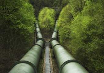 Pressure pipelines in green surroundings