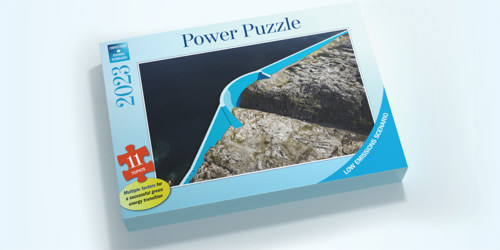 Puzzle box with hydro dam on front cover